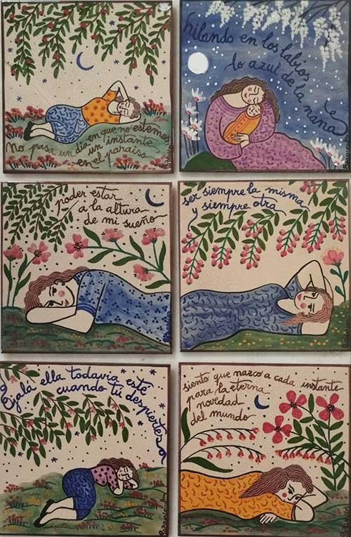 Azulejos realizados por María Martín de Hijas en el taller de Pozancos