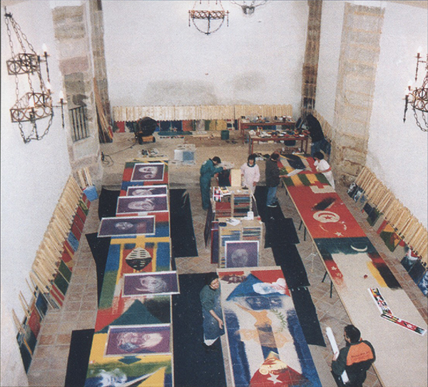 Realización del mural de la estación de metro "Campo de las Naciones" en la ermita de San Roque de Sigüenza